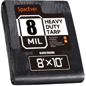 قماش القنب مقاوم للماء 10 × 12 قدم، قماش بوليستر متوسط ​​التحمل مقاوم للماء، مقاوم للأشعة فوق البنفسجية ومقاوم للتمزق، غطاء واقٍ متعدد الأغراض مع حلقات يمكن عكسها للمنزل والقوارب والسيارات والنباتات بني/أسود in Kuwait