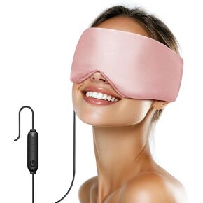 Silk Heated Eye Mask, USB Corded Electric Face Heating Pad for Sinus Pressure Relief, Warm Eye Compress for Dry Eyes, Stye and Tension Headache with 3 Temp Settings & 30-Min Auto Off, Forest Green in Saudi Arabia