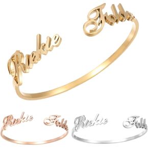 سوار الكفة المخصص سوار شخصي مع تصميم على شكل قلب أو اسم مزدوج، رسالة منقوشة، اقتباس أو اسم، ألوان فضية أو ذهبية أو ذهبية وردية، هدية مجوهرات مدروسة لعيد الميلاد والذكرى السنوية وعيد الحب in Kuwait