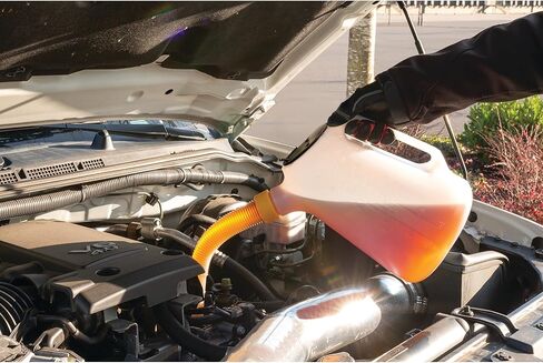 Performance Tool W4046 5 Qt. Oil Jug w/Lid - Measurement Markings, Pouring Handle, Flexible Spout, Spill-Free Oil Transfer, White in Saudi Arabia