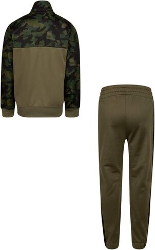 Nike Boy's Therma Dri Fit Jacket & Pants 2 Piece Set (MediumOlive(86H109-E6F)/Orange, 7) in Saudi Arabia