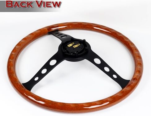 W-Power, 15" Reinforced 380mm 6 Bolt Hole Aluminum Finised Black Leather with White Stich Trim Steering Wheel, Chrome Horn Button JDM Euro VIP Style, 3" Deep (Black Leather/Chrome Spoke) in Saudi Arabia
