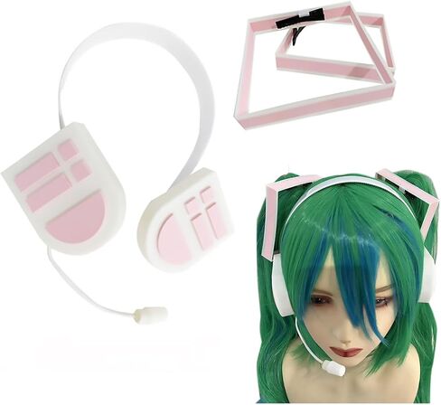 Music cosplay props headphones Hairpin headwear, 3 characters, Hairclip headphone, blue hair Future Costume Headwear Earphone (M Cherry blossom pink) in Saudi Arabia