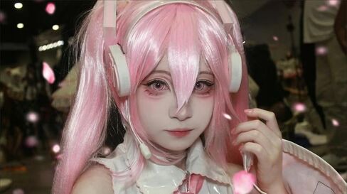 Music cosplay props headphones Hairpin headwear, 3 characters, Hairclip headphone, blue hair Future Costume Headwear Earphone (M Cherry blossom pink) in Saudi Arabia