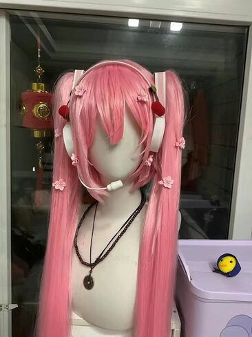 Music cosplay props headphones Hairpin headwear, 3 characters, Hairclip headphone, blue hair Future Costume Headwear Earphone (M Cherry blossom pink) in Saudi Arabia