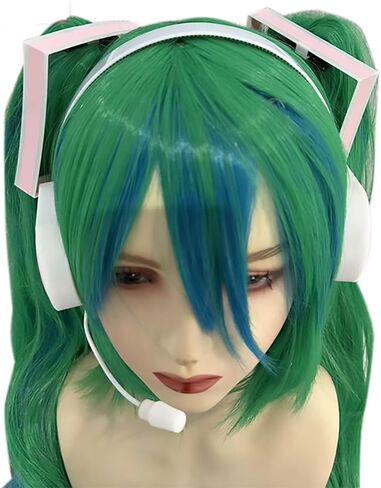 Music cosplay props headphones Hairpin headwear, 3 characters, Hairclip headphone, blue hair Future Costume Headwear Earphone (M Cherry blossom pink) in Saudi Arabia