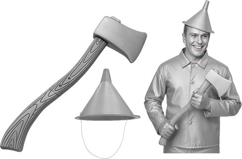 Nicky Bigs Novelties Silver Tin Funnel Hat And Lifesize Axe Costume Set Matte Silver Plastic Adult Cosplay Props in Saudi Arabia