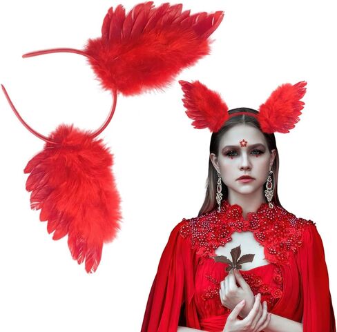AUOCATTAIL ريشة عقال ثلاثية الأبعاد أجنحة ستيريو الغراب ريشة أغطية الرأس إكسسوارات الشعر للنساء حفلة الهالوين التأثيرية in Kuwait