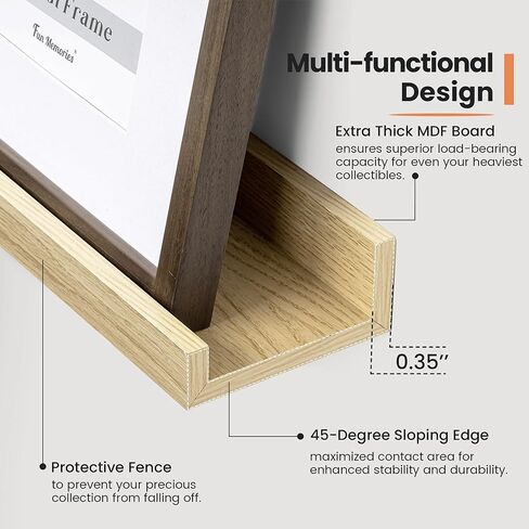 Fun Memories Picture Ledge Shelf, 16 Inch Long Floating Shelves Set of 6, Picture Shelf for Wall with Lip, Large Nursery Book Shelves for Storage, Wall Shelves for Living Room Bedroom Kitchen, White in Saudi Arabia