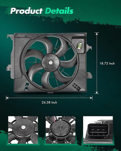 SCITOO 620442;622590 Automotive Cooling Fan Assembly Compatible for 2012-2013 for Hyundai for Accent 1.6L 2012-2014 for Hyundai for Veloster 1.6L 2012-2017 for Kia for Rio 1.6L in Saudi Arabia
