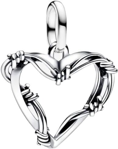 PANDORA ME 793449C00 Barbed Wire Heart Locket Charm Made of Sterling Silver, Compatible with ME and Moments Bracelets, 3x17x18,6 mm, Sterling Silver, No Gemstone in Saudi Arabia