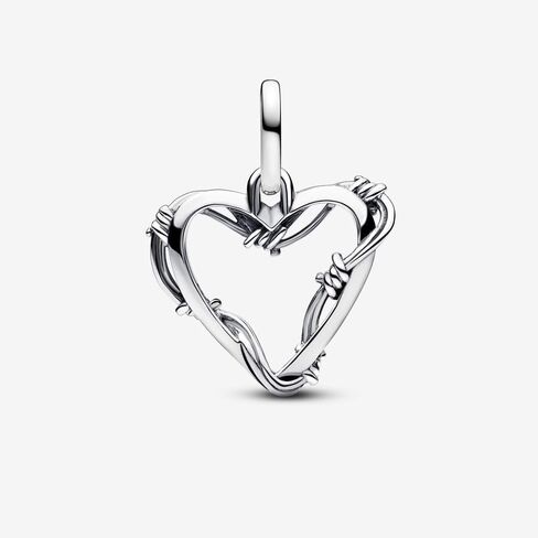 PANDORA ME 793449C00 Barbed Wire Heart Locket Charm Made of Sterling Silver, Compatible with ME and Moments Bracelets, 3x17x18,6 mm, Sterling Silver, No Gemstone in Saudi Arabia