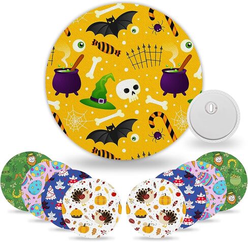 HONYOU 15 حزمة Libre 3 أغطية مستشعر مقاومة للماء، 15 يومًا إقامة طويلة Libre 3 بالإضافة إلى رقع لاصقة واقية بنمط طباعة احتفالية CGM بدون فتحة، لا تسبب الحساسية وخالية من اللاتكس، مقاومة للعرق in Kuwait