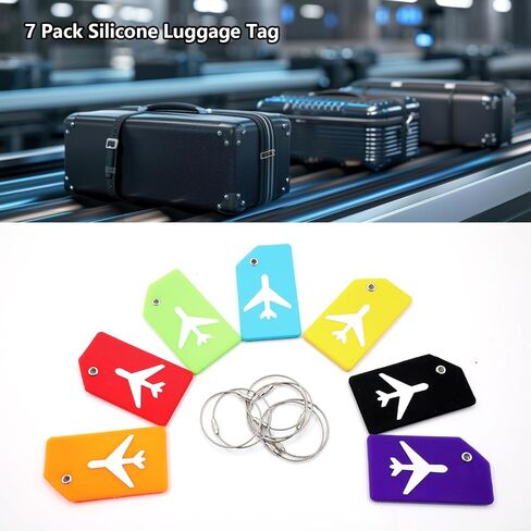 Generic 7Pcs Multicolor Silicone Luggage Tags for Backpacks, Suitcases, Bags and Baggage in Saudi Arabia