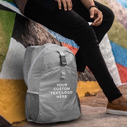 مجموعة حقائب ظهر خفيفة الوزن وقابلة للتعبئة للسفر من DISCOUNT PROMOS، مجموعة من 24 قطعة، حزمة مخصصة كبيرة الحجم - مثالية للتخييم والرياضات الخارجية - أسود in Saudi Arabia