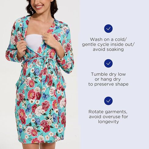 Bamboo Viscose Women Maternity Robe Long Sleeve V Neck Delivery Gown for Hospital Maternity in Saudi Arabia