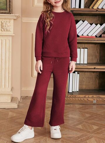 blibean Girls Fall Clothes Set Tween Rib Knit Sweatsuit Outfits Size 4-13 Years in Saudi Arabia
