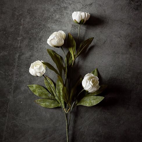 6 Pcs Faux Silk Peony Artificial Flowers for Vase -27", Bulk Fake Peonies Branches with Stems for DIY Bouquet Centerpieces Wedding Fillers Arrangements Shower Decorations (Cream) in Kuwait