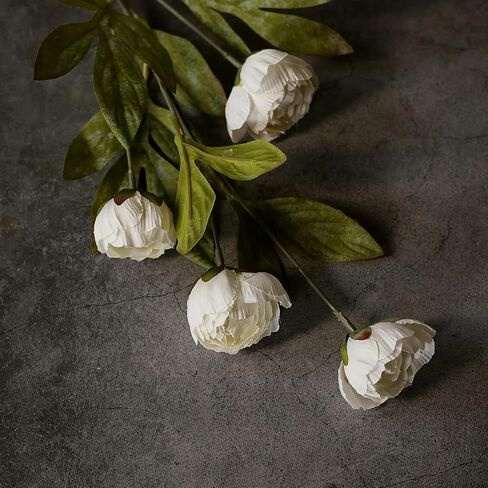 6 Pcs Faux Silk Peony Artificial Flowers for Vase -27", Bulk Fake Peonies Branches with Stems for DIY Bouquet Centerpieces Wedding Fillers Arrangements Shower Decorations (Cream) in Kuwait