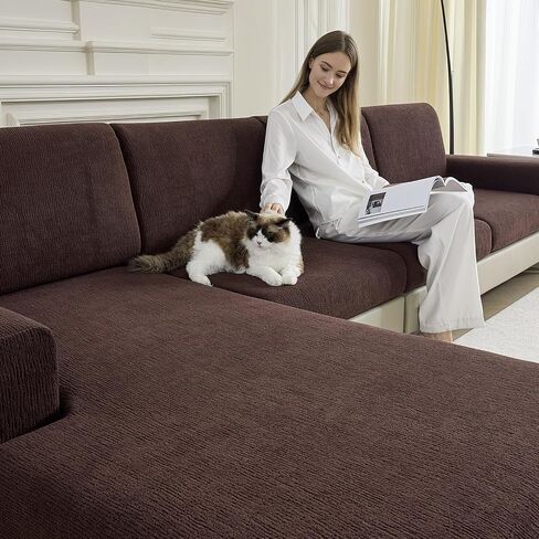 Couch Cushion Covers Sectional Couch Covers Stretch Washable Soft Seat Cushion Covers Furniture Protector Sofa Slipcovers for Pets(Natural,3 Pieces Seat Covers or Back Covers) in Saudi Arabia