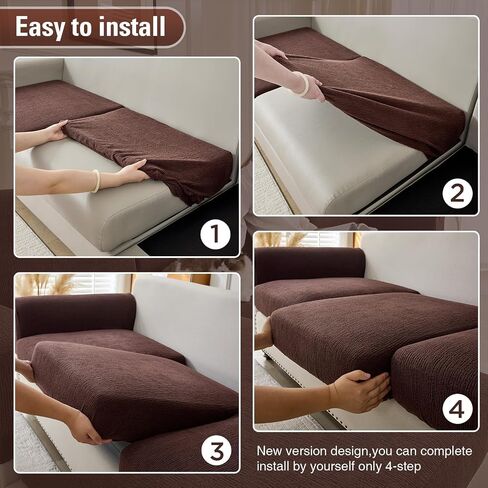 Couch Cushion Covers Sectional Couch Covers Stretch Washable Soft Seat Cushion Covers Furniture Protector Sofa Slipcovers for Pets(Natural,3 Pieces Seat Covers or Back Covers) in Saudi Arabia