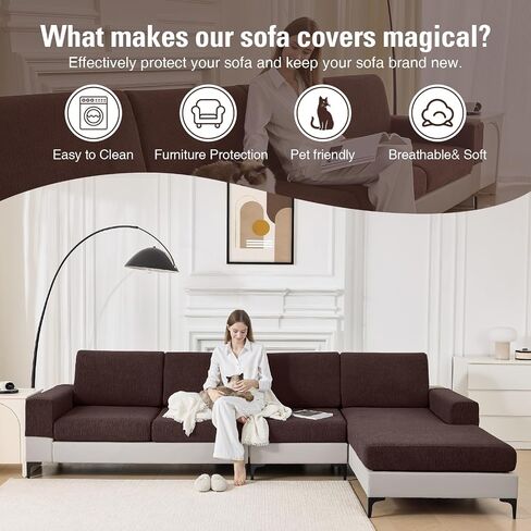 Couch Cushion Covers Sectional Couch Covers Stretch Washable Soft Seat Cushion Covers Furniture Protector Sofa Slipcovers for Pets(Natural,3 Pieces Seat Covers or Back Covers) in Saudi Arabia