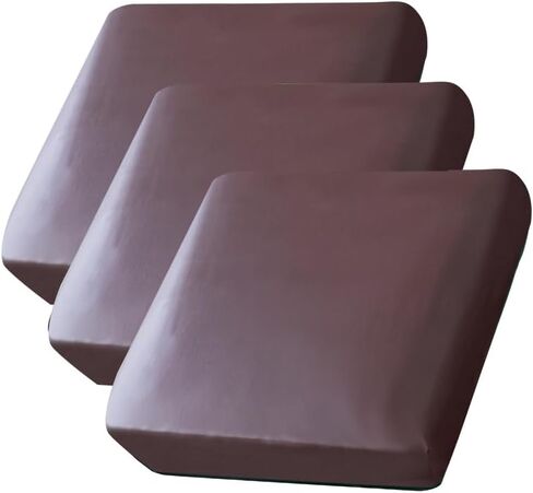 غطاء وسادة أريكة من جلد البولي يوريثان مقاوم للماء من HOOBUY، قطعة واحدة من أغطية الأريكة القابلة للتمدد في الهواء الطلق، واقي الأثاث مع مرونة مناسبة للكرسي ذو الذراعين، المقعد المحبوب، 3 و4 مقاعد (1، النبيذ) in Kuwait