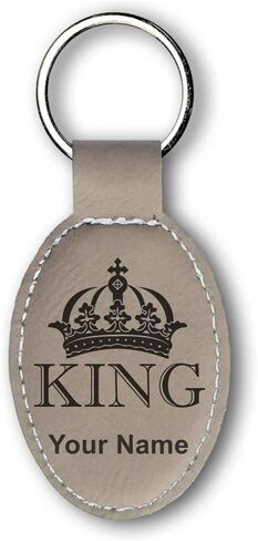 سلسلة مفاتيح بيضاوية LaserGram، تاج كينج، نقش شخصي متضمن in Saudi Arabia