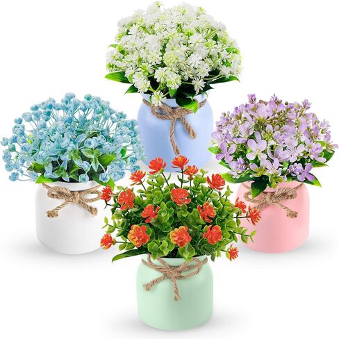 Der Rose 4 Pack Fake Flowers Artificial Plants Indoor for Home Kitchen Office Dining Centerpiece Table Decorations in Saudi Arabia