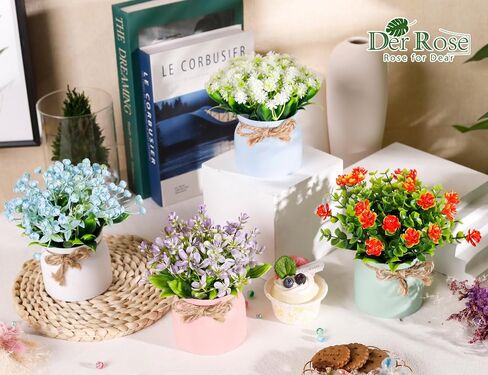 Der Rose 4 Pack Fake Flowers Artificial Plants Indoor for Home Kitchen Office Dining Centerpiece Table Decorations in Saudi Arabia