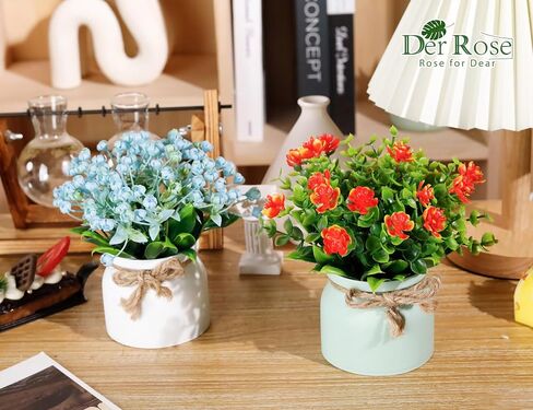 Der Rose 4 Pack Fake Flowers Artificial Plants Indoor for Home Kitchen Office Dining Centerpiece Table Decorations in Saudi Arabia