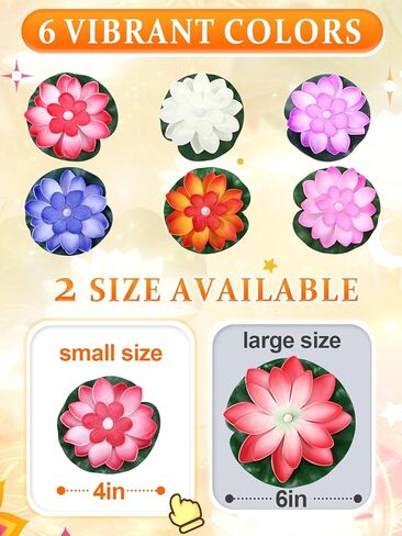6pcs 4in Diwali Decorations Lotus Light - Water-Sensing Floating Diyas Artificial Lotus Flower for Home Urli Bowl Mandir Pooja Decor Indian Party Diwali Return Gifts in Kuwait
