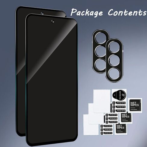 2+2 Pack Privacy Screen Protector for Samsung Galaxy S24 FE 5G with 2 Camera Lens Protector, Anti-Spy Tempered Glass Film, Full Coverage, Anti-Scratch, Bubble Free, Easy Installation in Kuwait