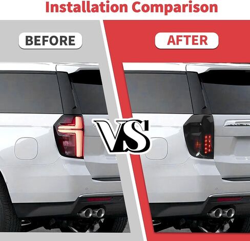 Jimen Fit for Chevrolet Suburban/Chevy Tahoe 2020-2023, Smoked Rear Tail Light Bezel Taillight Tint Cover Trim in Saudi Arabia