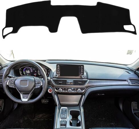 غطاء لوحة القيادة Motoforti، سجادة لوحة القيادة غير قابلة للانزلاق لسيارة Honda Accord 2022-2024، بوليستر، أسود in Saudi Arabia
