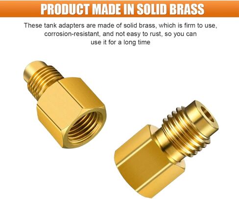 6PCS 6014 Vacuum Pump Adapters 1/4'' Flare Female to 1/2'' Male & 6015 Brass Refrigerant Tank Adapter 1/2" Female to 1/4" Male Flare Adapter Valve Core, R134A to R12 Fitting Adapters in Kuwait