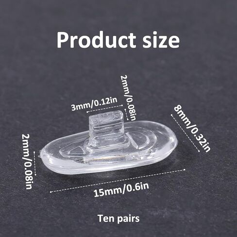Push in Glasses Nose Pads 10 Pairs 15mm Silicone Air Chamber Glasses Nose Pad Replacement Kit Anti Slip Noses Piece Glass Accessories for Eye Glass Sunglasses - Clear in Saudi Arabia