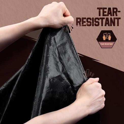 قماش القنب مقاوم للماء 10 × 12 قدم، قماش بوليستر متوسط ​​التحمل مقاوم للماء، مقاوم للأشعة فوق البنفسجية ومقاوم للتمزق، غطاء واقٍ متعدد الأغراض مع حلقات يمكن عكسها للمنزل والقوارب والسيارات والنباتات بني/أسود in Kuwait