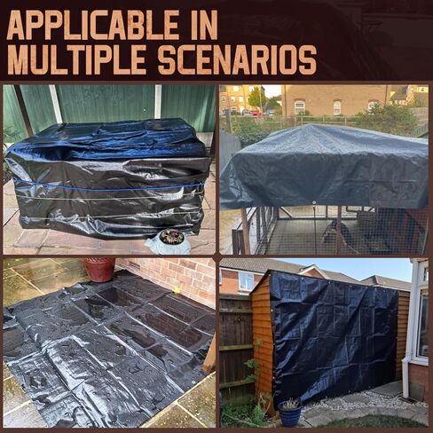 قماش القنب مقاوم للماء 10 × 12 قدم، قماش بوليستر متوسط ​​التحمل مقاوم للماء، مقاوم للأشعة فوق البنفسجية ومقاوم للتمزق، غطاء واقٍ متعدد الأغراض مع حلقات يمكن عكسها للمنزل والقوارب والسيارات والنباتات بني/أسود in Kuwait