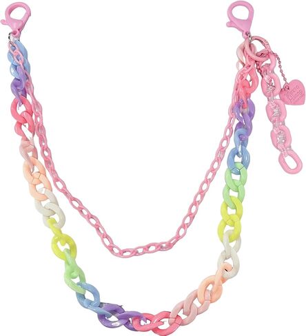 Y2k Heart Pendant Rainbow Acrylic Pants Trousers Chain for Women Chunky Colorful Resin Removable Love Charm Layered Rock Wallet Belt Pocket Waist Jeans Belly Chains Backpack Body Accessories in Saudi Arabia