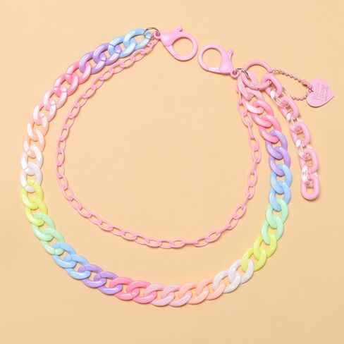 Y2k Heart Pendant Rainbow Acrylic Pants Trousers Chain for Women Chunky Colorful Resin Removable Love Charm Layered Rock Wallet Belt Pocket Waist Jeans Belly Chains Backpack Body Accessories in Saudi Arabia