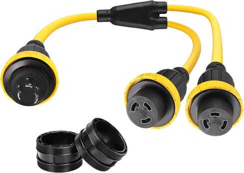 3FT البحرية قارب الشاطئ محول الطاقة L5-30P ذكر 30A التوصيل إلى (2) 30A L5–30R أنثى، 30 أمبير Y الخائن مع حلقة القفل والياقة in Kuwait