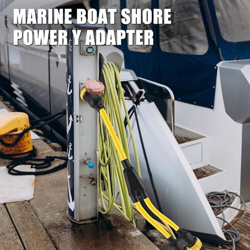 3FT البحرية قارب الشاطئ محول الطاقة L5-30P ذكر 30A التوصيل إلى (2) 30A L5–30R أنثى، 30 أمبير Y الخائن مع حلقة القفل والياقة in Kuwait