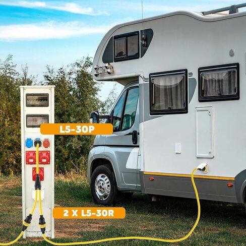 3FT البحرية قارب الشاطئ محول الطاقة L5-30P ذكر 30A التوصيل إلى (2) 30A L5–30R أنثى، 30 أمبير Y الخائن مع حلقة القفل والياقة in Kuwait