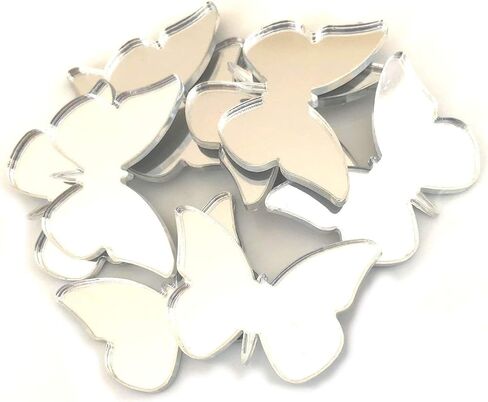 Super Cool Creations Butterfly Big Wings Shaped Crafting Mirrors, Set of 10, Many Colours, Shatterproof Acrylic, Silver Mirror, Pack of 10 x 10cm in Saudi Arabia