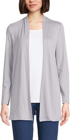 Lands' End Women's Long Sleeve American-Grown Supima Cotton Micro Modal Open Cardigan Tunic in Saudi Arabia