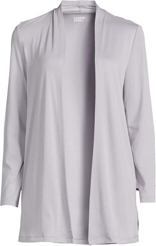 Lands' End Women's Long Sleeve American-Grown Supima Cotton Micro Modal Open Cardigan Tunic in Saudi Arabia