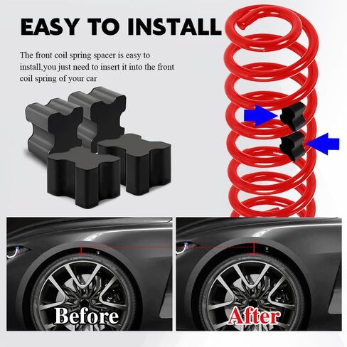 4PCS Coil Spring Spacer Kit, Suspension Lift Kit, Coil Spacers for 1" to 1.5" Coil Spring Lift, Universal Heavy Duty Rubber Front Coil Spring Booster Kit Car Accessories for Most Cars in Saudi Arabia
