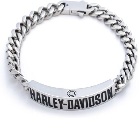 Harley-Davidson Men's 9 in. H-D Logo Curb Chain Bracelet - Stainless Steel in Saudi Arabia