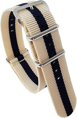 NATO ® Strap Premium Nylon 3 Stripes Watch Strap Ballistic Watch Band Custom Stripe Colors 18mm 20mm 22mm 24mm High Polish Stainless Steel Buckles in Saudi Arabia